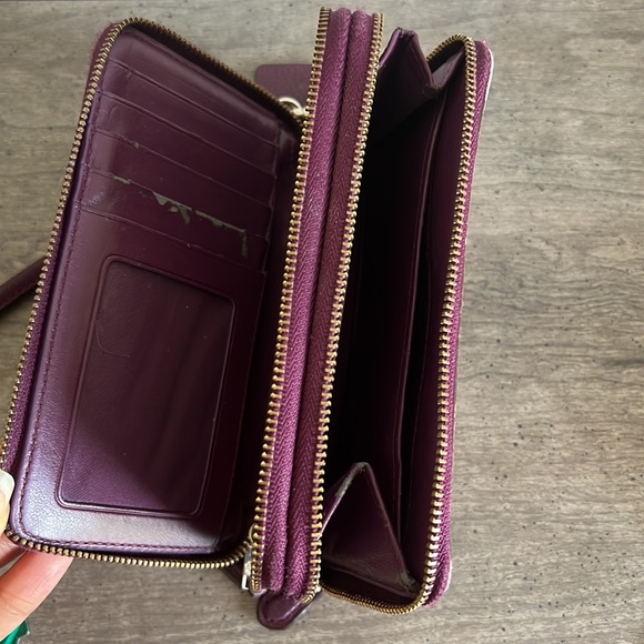 Coach Small Purple and Floral Print Accordion Zip Wallet/Wristlet - Picture 3 of 15